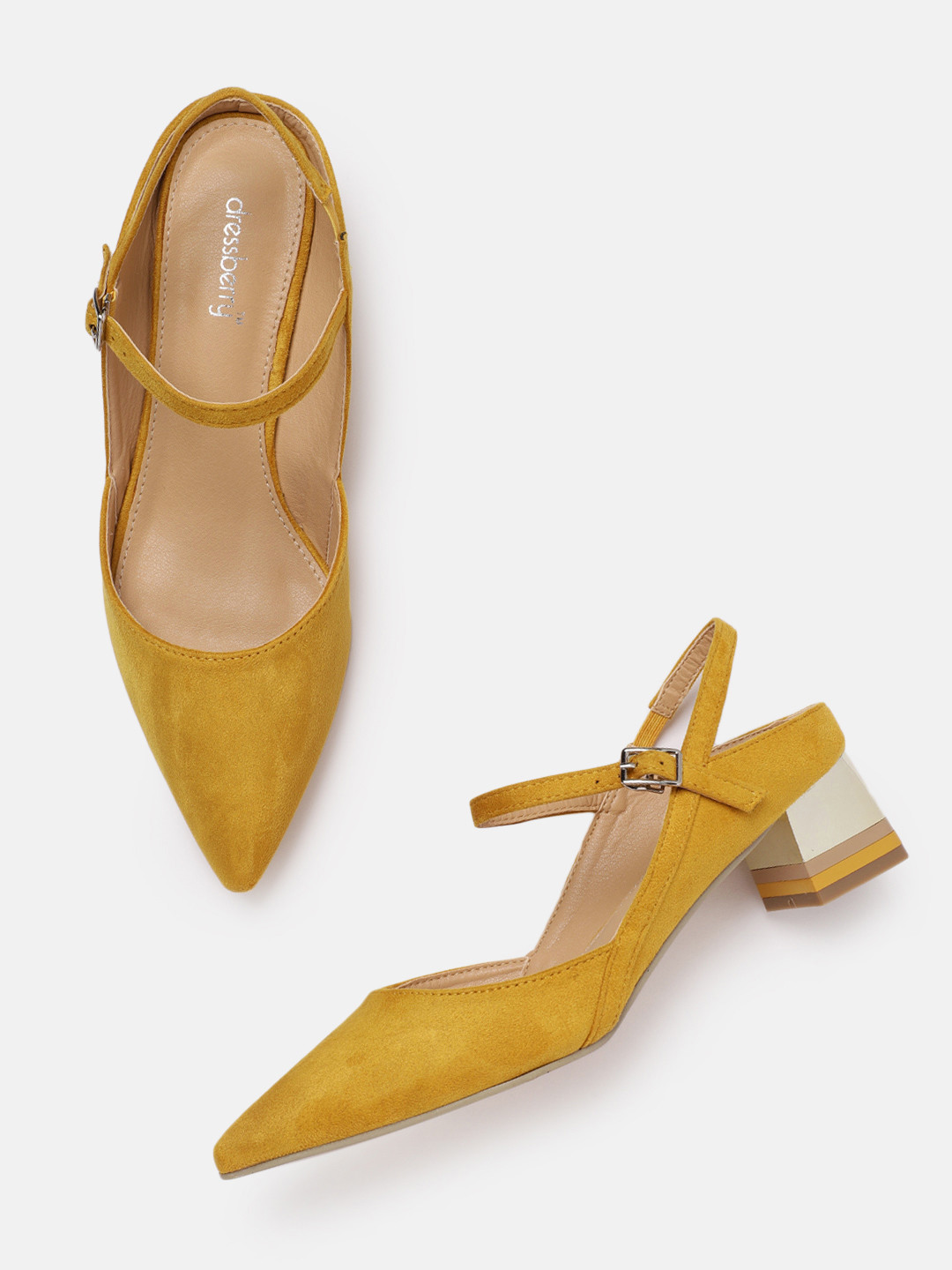 Buy DressBerry Women Mustard Yellow Solid Pumps Heels for Women 10941438 Myntra