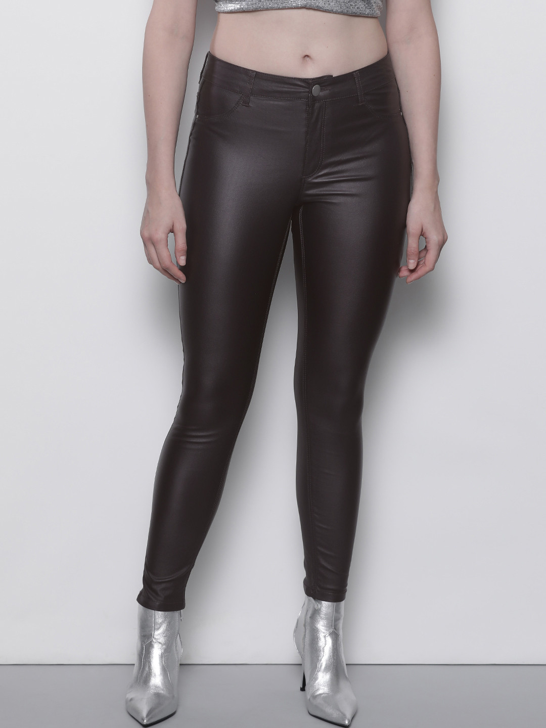 Buy DOROTHY PERKINS Women Burgundy Super Skinny Fit Clean Look Coated