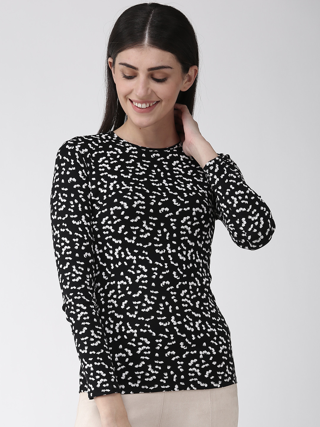 Buy Marks & Spencer Women Black & White Printed Top Tops for Women