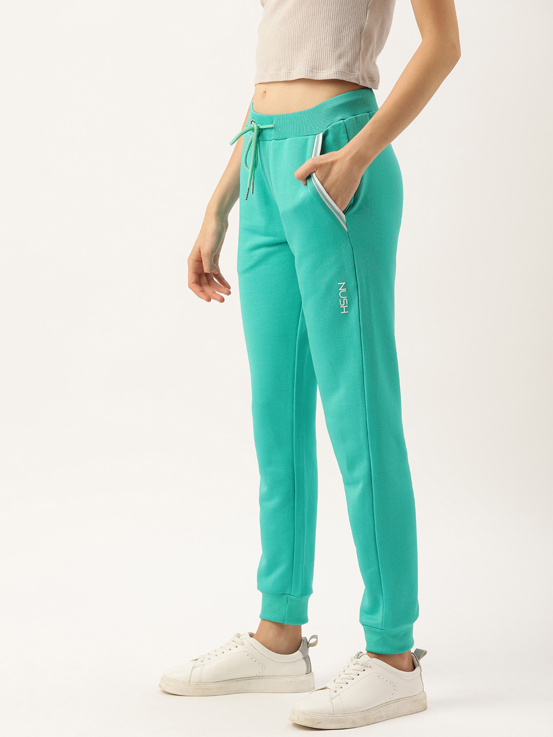 Buy Nush Women Sea Green Regular Fit Joggers Track Pants for Women