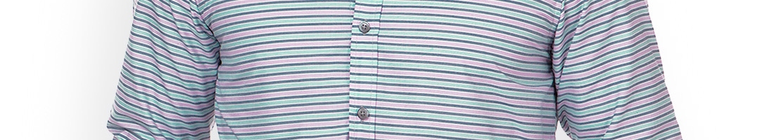 Buy Alley Men Pink & Mint Green Striped Slim Casual Shirt - Shirts for ...