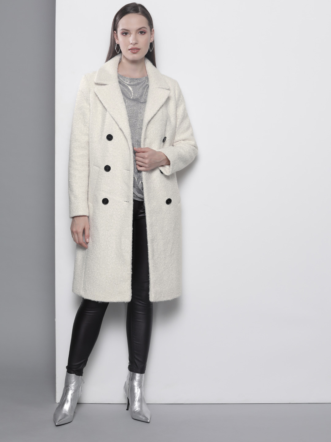 Buy DOROTHY PERKINS Women Off White Solid Overcoat Coats for Women