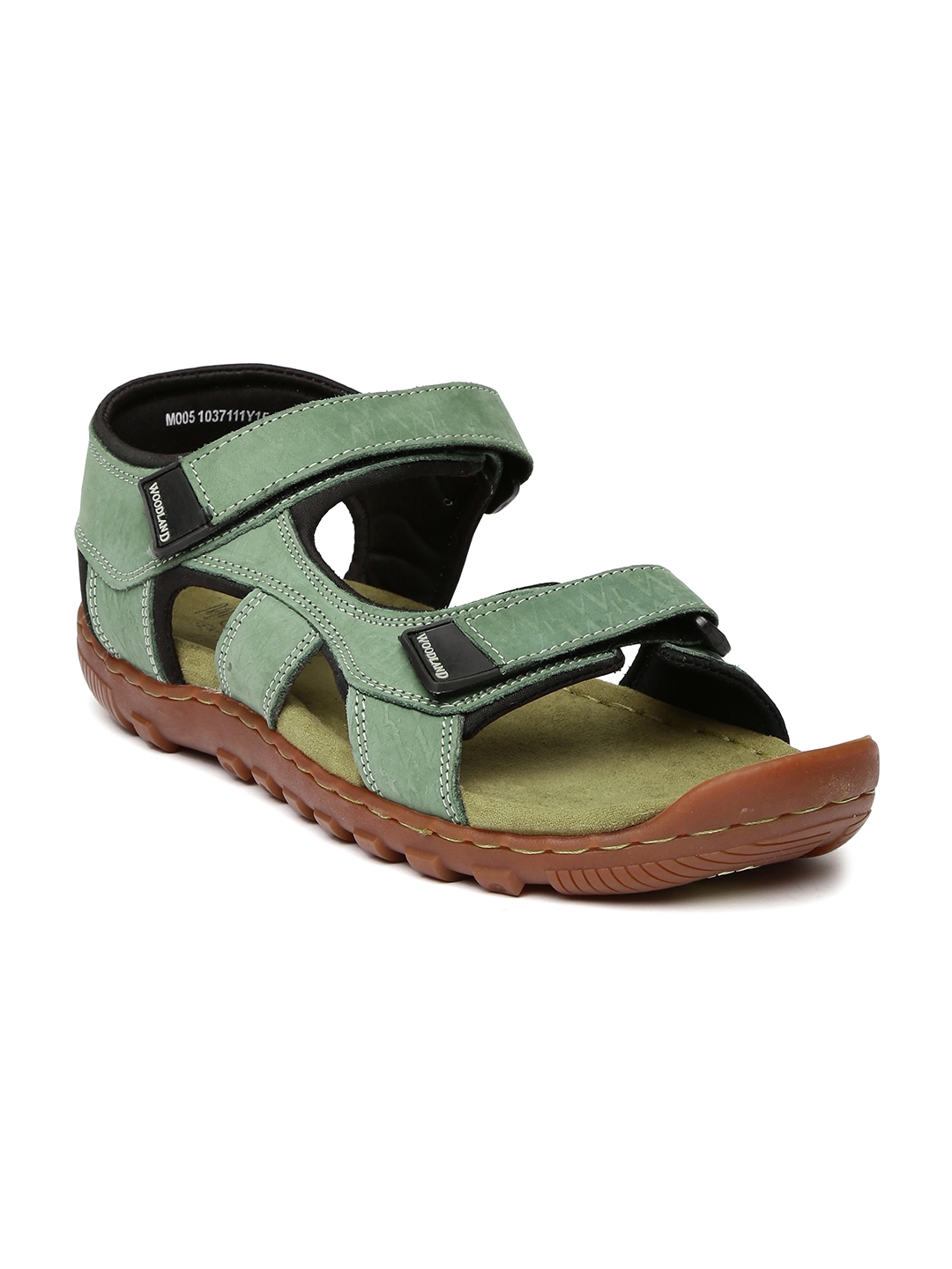 woodland men olive green leather sandals
