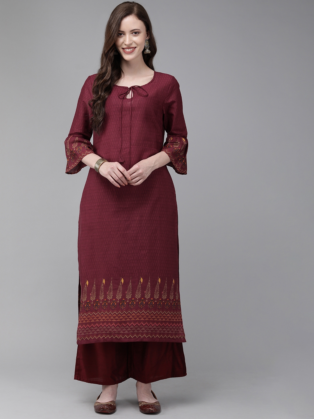 anouk maroon kurta set