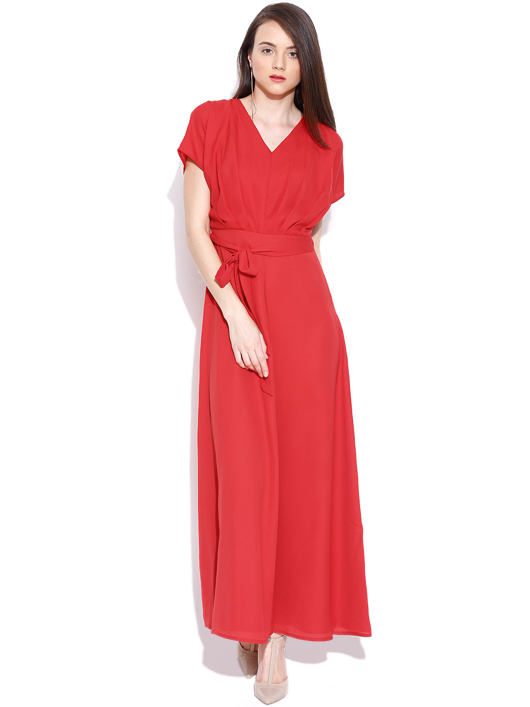 Buy Vero Moda Red Maxi Dress With Belt Dresses for Women 1096347 Myntra