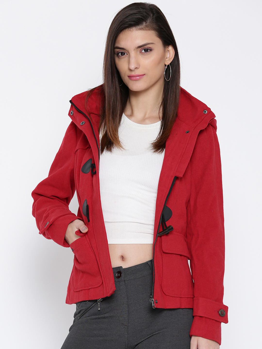 Buy Vero Moda Women Red Hooded Jacket Jackets for Women 1096355 Myntra