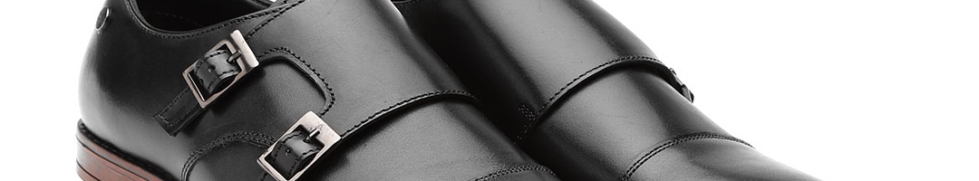 Buy Carlton London Men Black Solid Leather Formal Monks - Formal Shoes ...