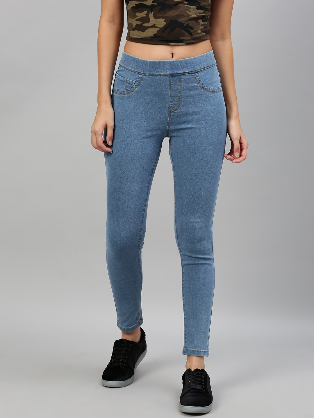 Buy The Roadster Lifestyle Co Women Blue Washed Super Skinny Fit Denim ...