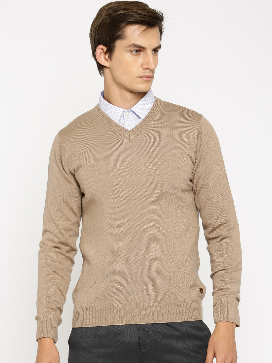 Buy Raymond Men Brown Solid Formal Sweater Sweaters for Men 1097164
