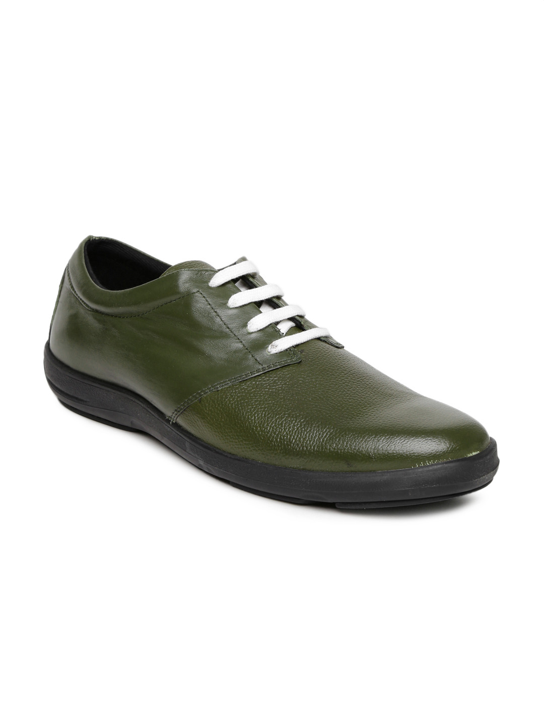 Buy Roadster Men Olive Green Leather Casual Shoes Casual Shoes for