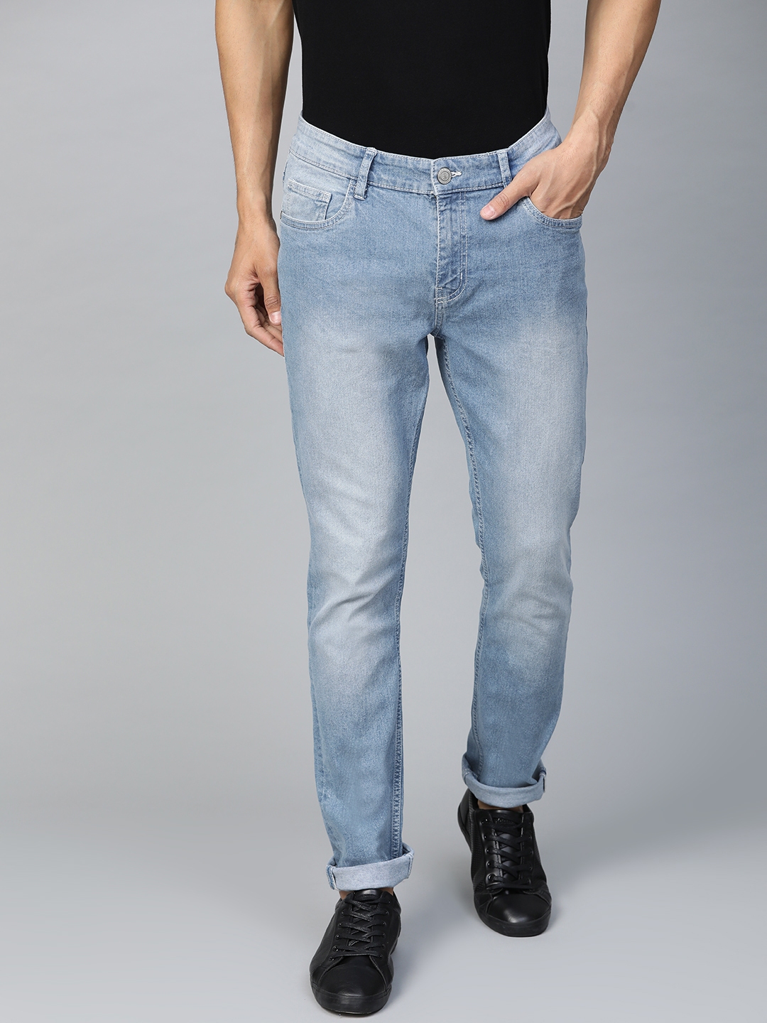 Buy Metronaut Men Blue Slim Fit Mid Rise Clean Look Stretchable Jeans ...