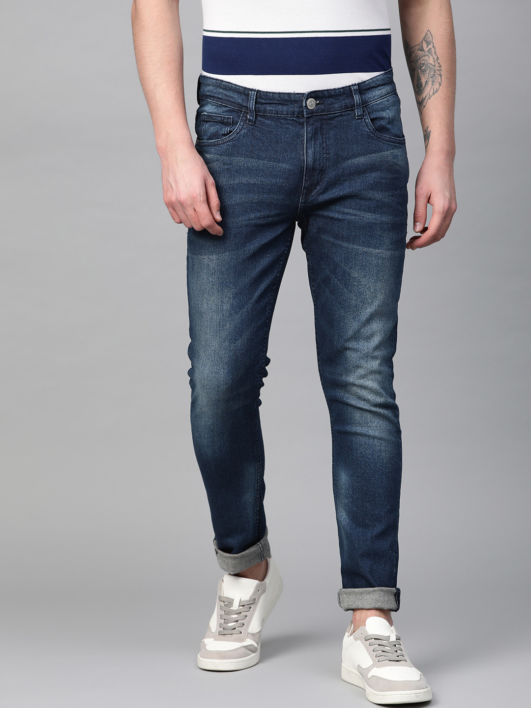 Buy Metronaut Men Navy Blue Slim Fit Mid Rise Clean Look Stretchable Jeans Jeans for Men