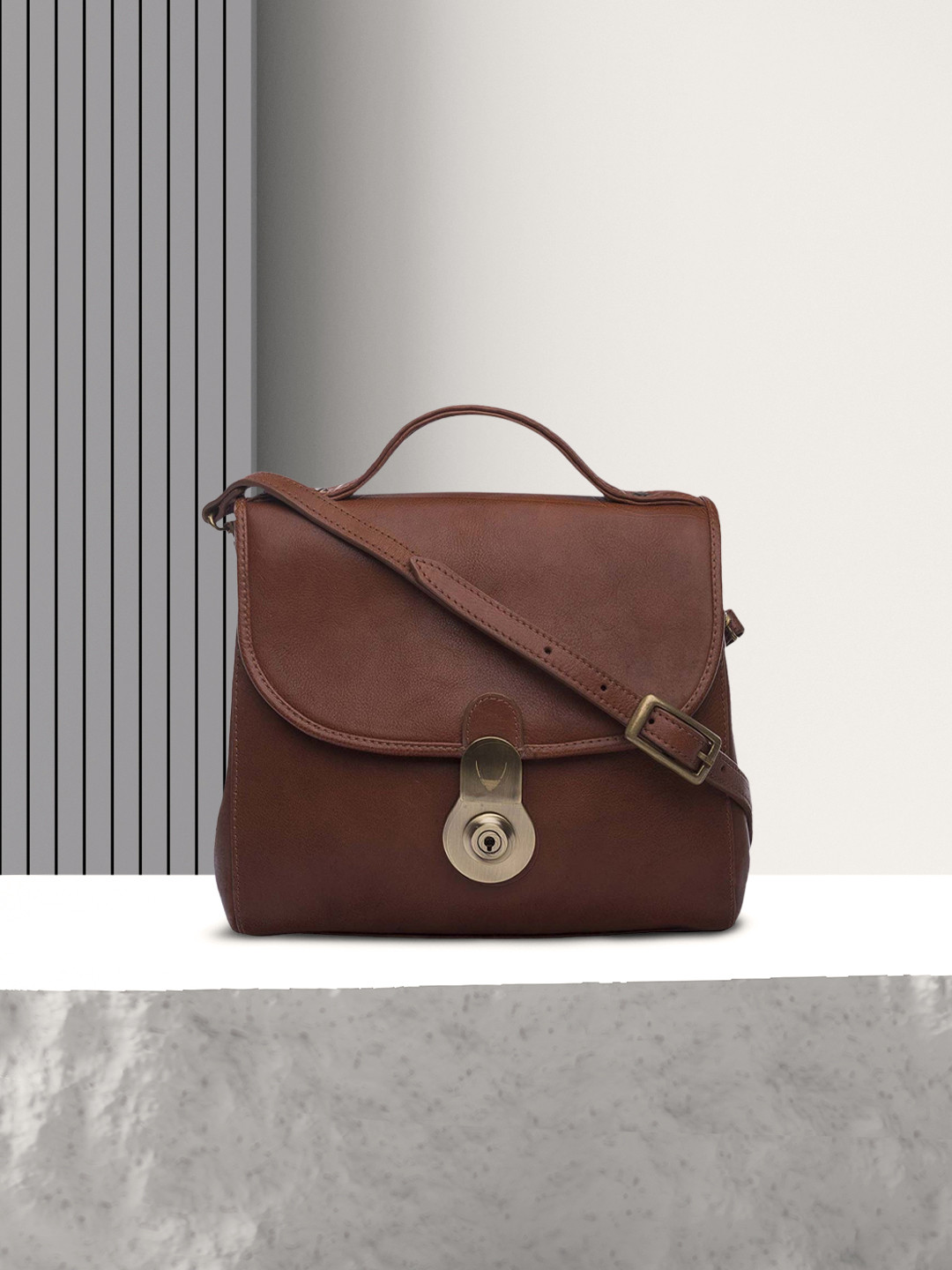 Buy Hidesign Brown Solid Leather Handheld Bag Handbags for Women