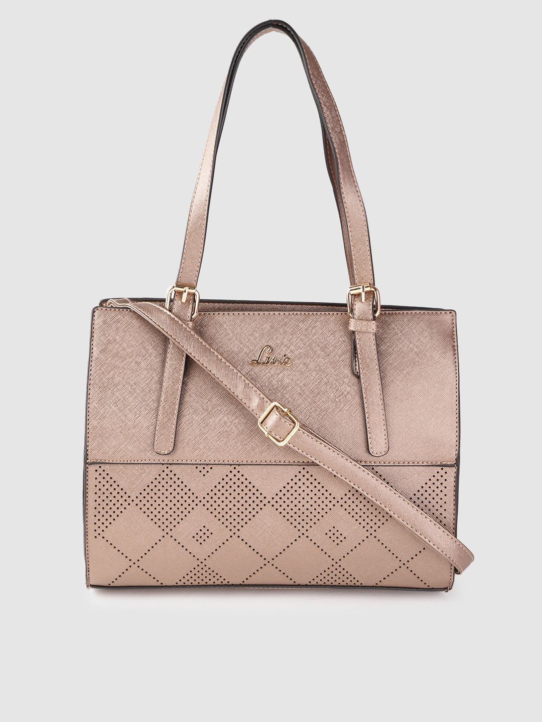 Lavie Bronze-Toned Solid Shoulder Bag with Detachable Sling Strap