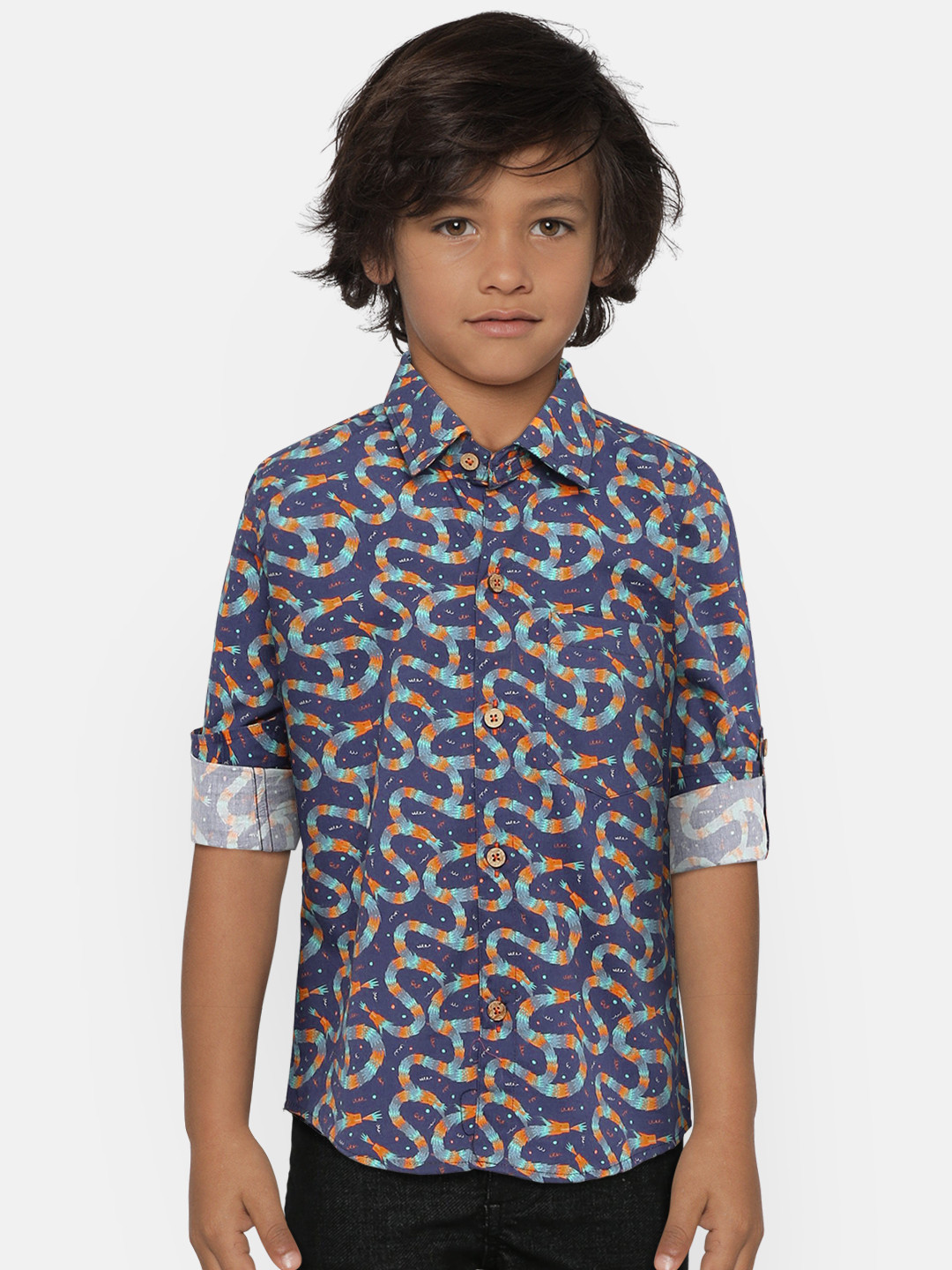 Buy Kid Studio Boys Purple Regular Fit Printed Casual Shirt Shirts