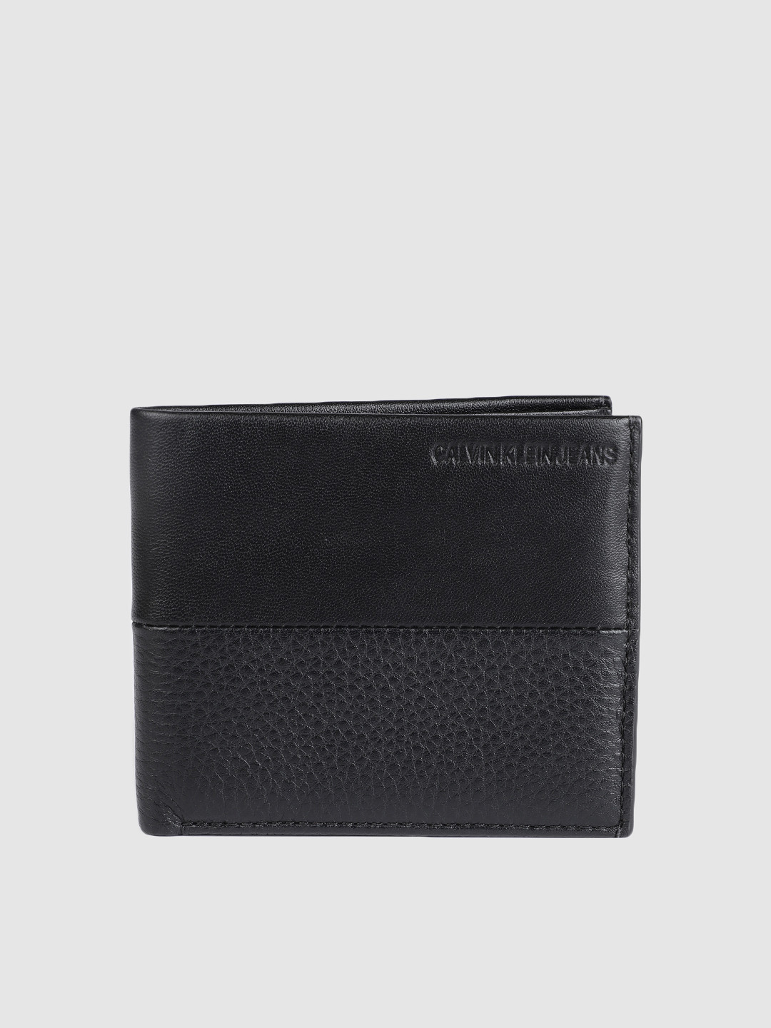 Buy Calvin Klein Jeans Men Black Solid Leather Two Fold Wallet