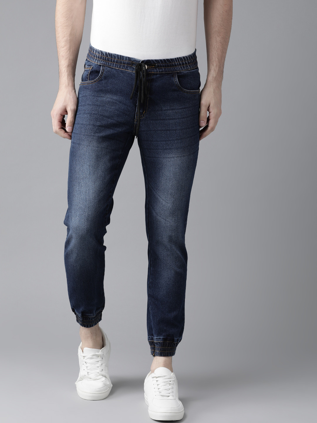 Buy Hubberholme Men Navy Blue Slim Fit Mid Rise Clean Look Joggers Jeans for Men 10996382 Myntra