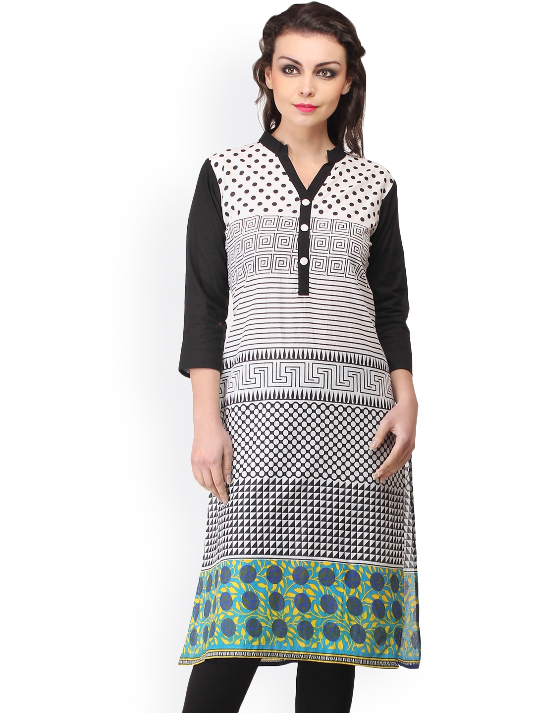 Buy Enakshi Black & White Printed Kurta - Kurtas for Women 1099649 | Myntra