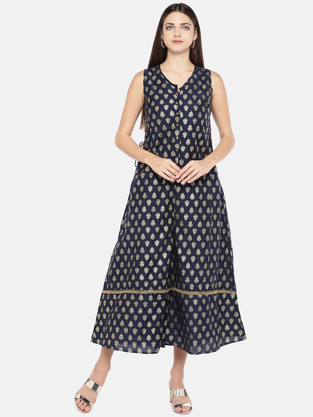 Buy Globus Women Navy Blue Printed Fit And Flare Dress - Dresses for Women 11005360 | Myntra