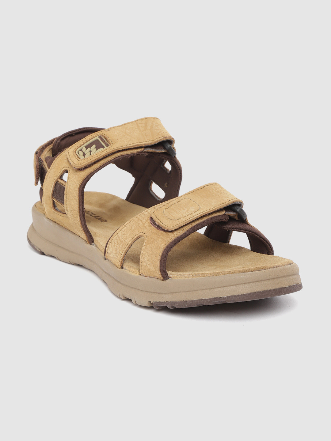 Buy Woodland Men Khaki Solid Leather Comfort Sandals Sandals for Men