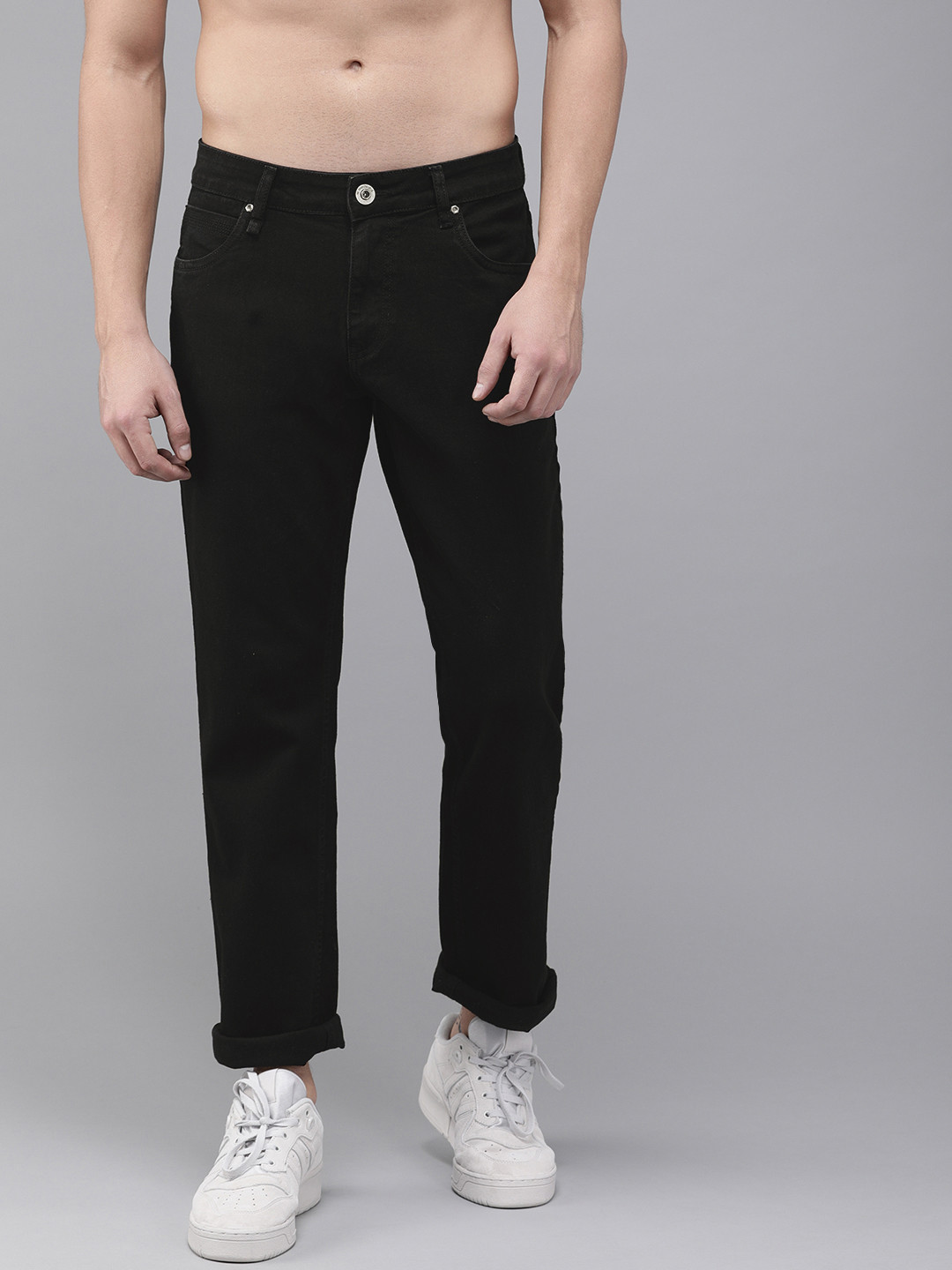 Buy The Roadster Lifestyle Co Men Black Slim Fit Mid Rise Anti Lint