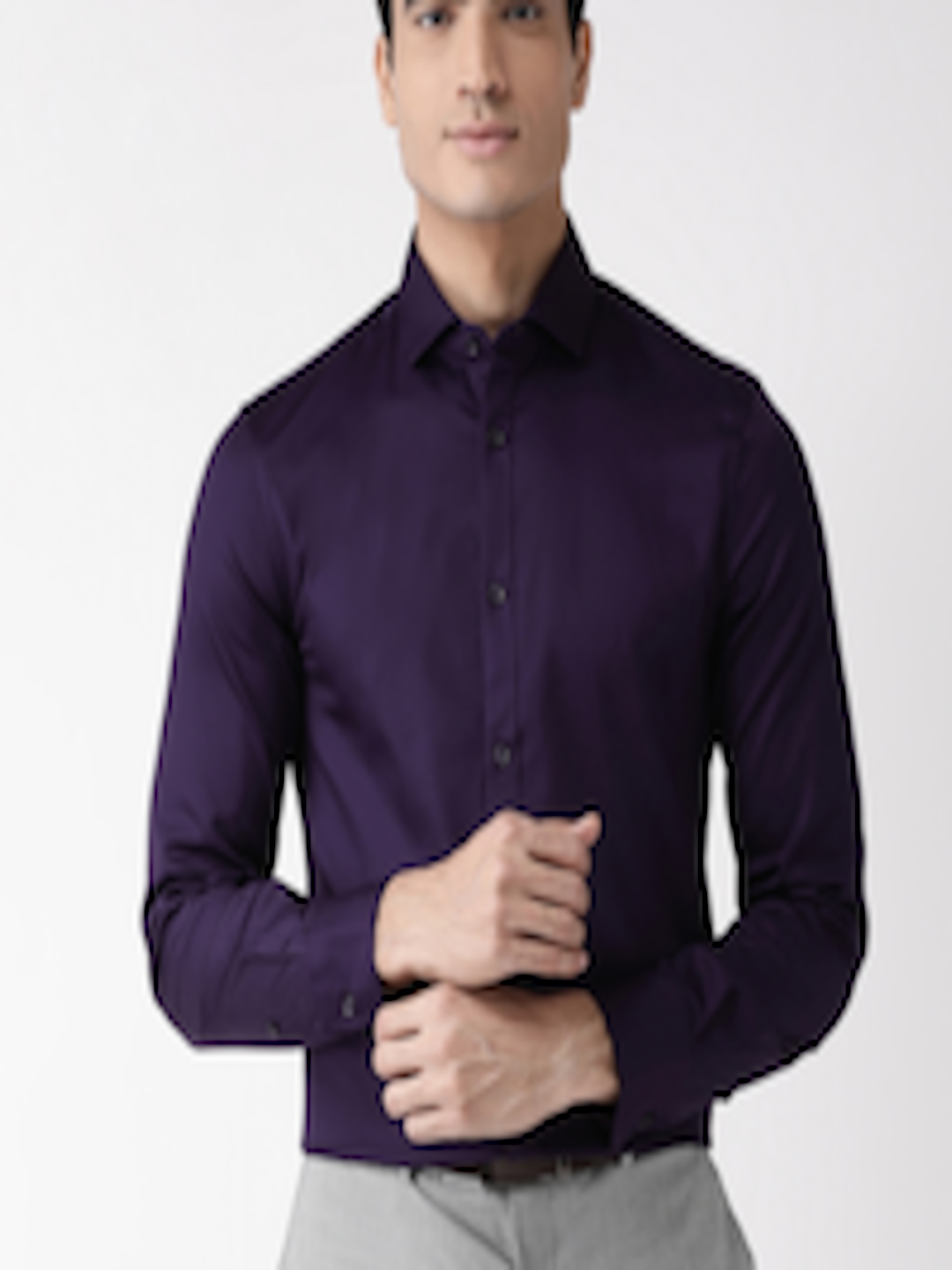 Buy Marks & Spencer Men Purple Regular Fit Solid Formal Shirt - Shirts ...