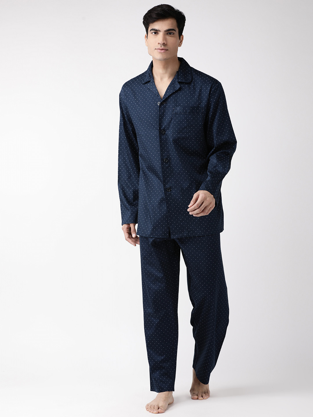 Buy Marks & Spencer Men Navy Blue Printed Night Suit Night Suits for