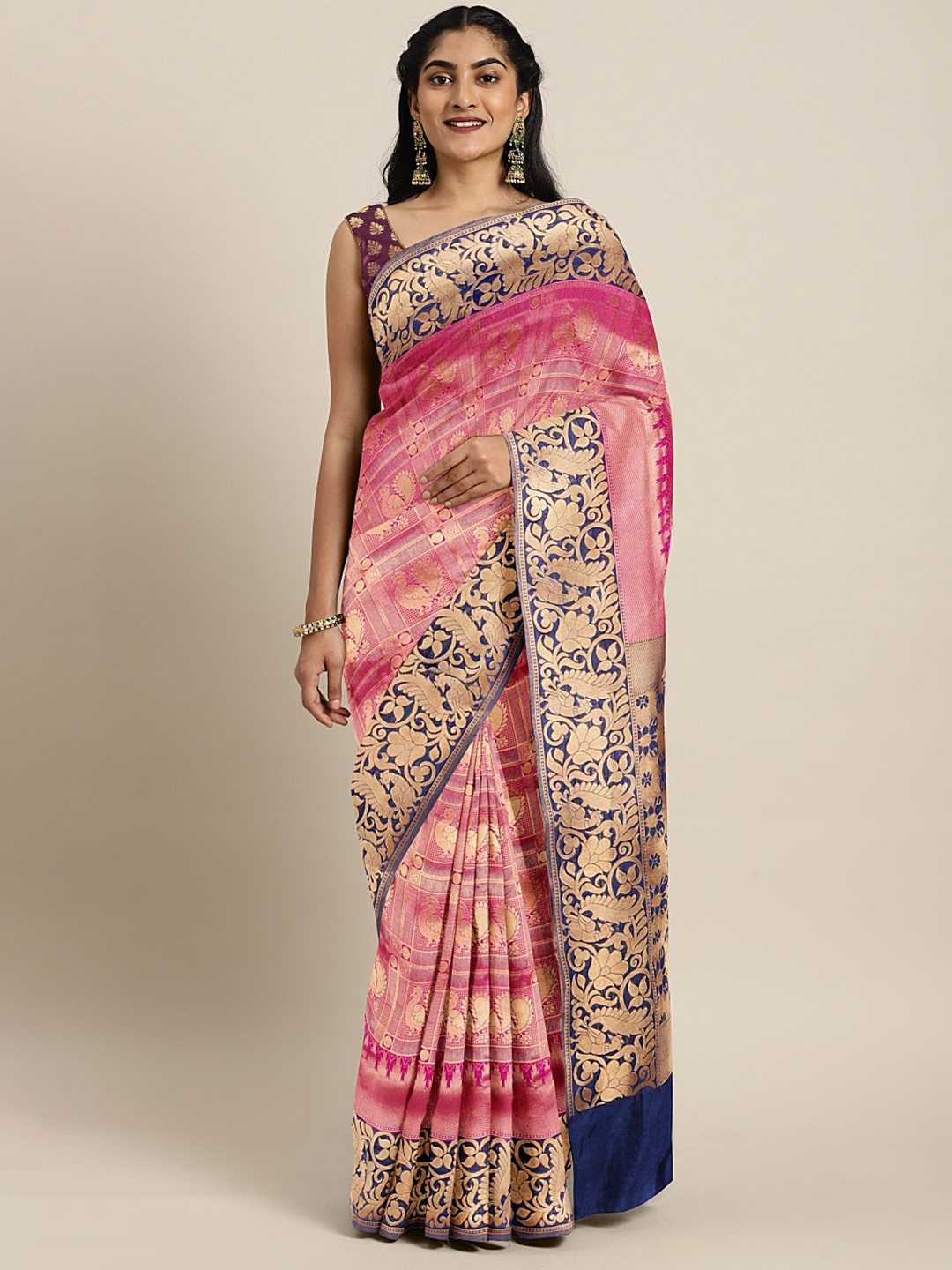 Buy The Chennai Silks Classicate Magenta Silk Blend Woven Design Patola Saree Sarees for Women