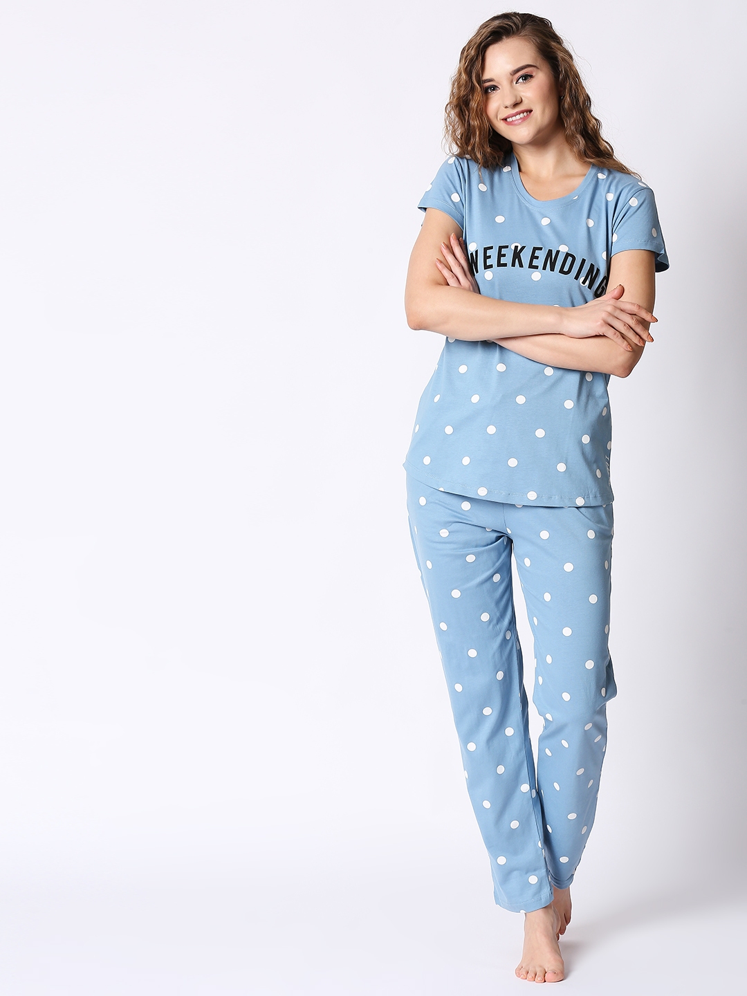polka dot night suit