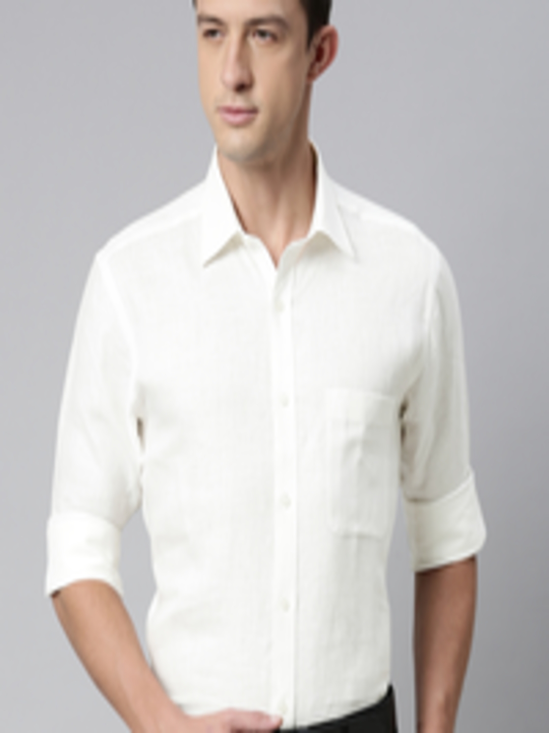 Buy Raymond Men White Slim Fit Formal Linen Shirt - Shirts for Men ...
