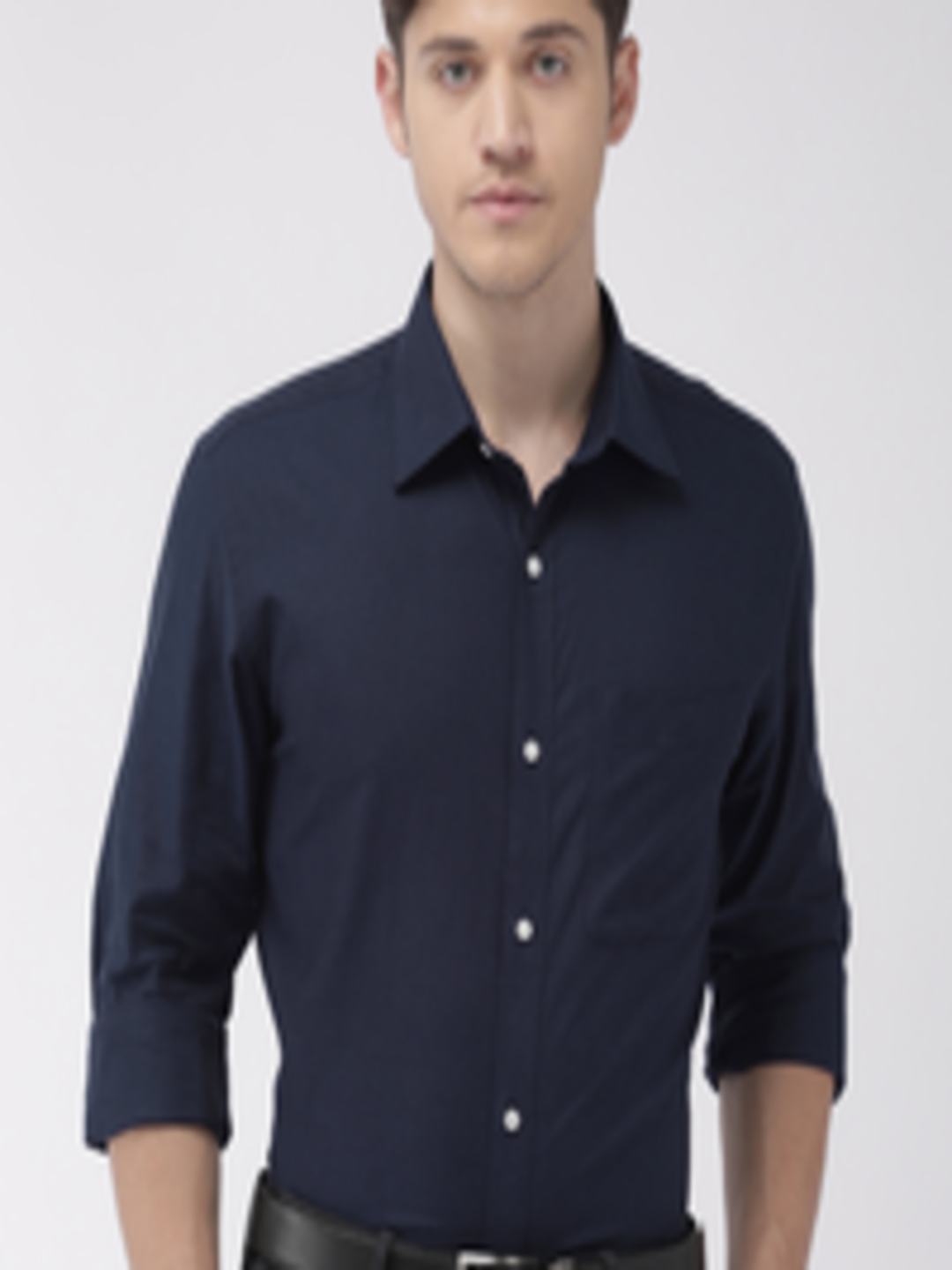Buy Raymond Men Navy Blue Slim Fit Solid Formal Shirt - Shirts for Men ...