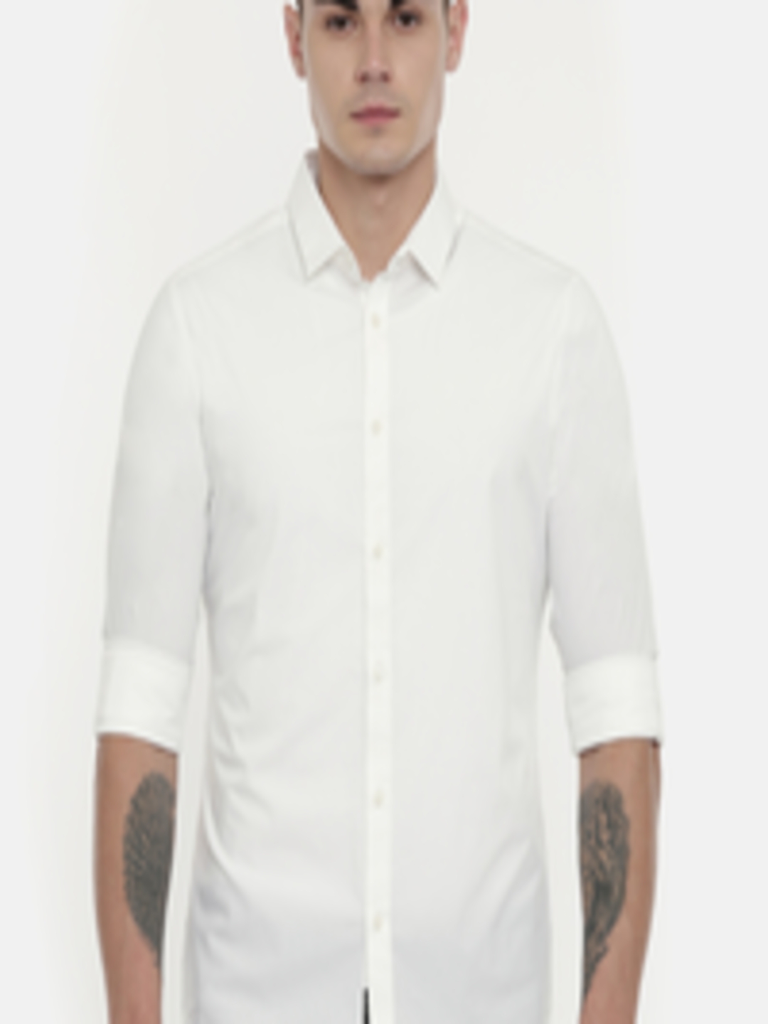 Buy Being Human Clothing Men White Slim Fit Solid Casual Shirt - Shirts ...