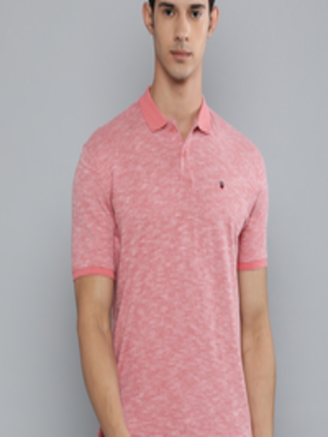 Buy Louis Philippe Sport Men Coral Pink Solid Slim Fit Polo Collar Pure ...