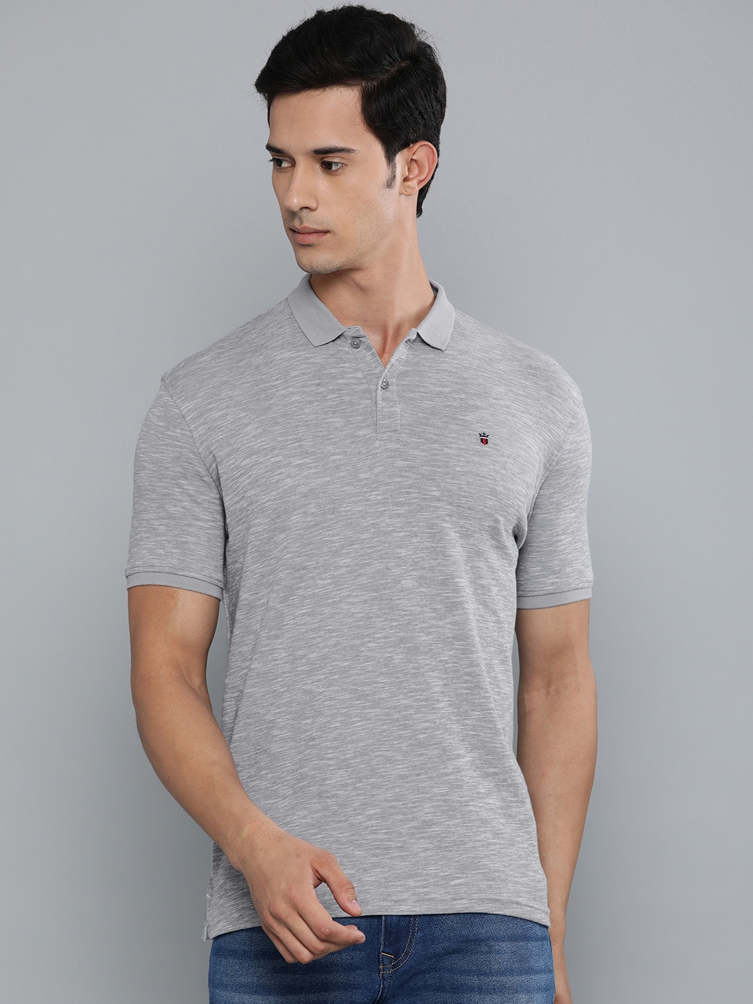 Buy Louis Philippe Sport Men Grey Solid Slim Fit Polo Collar T Shirt - Tshirts for Men 11022418 ...