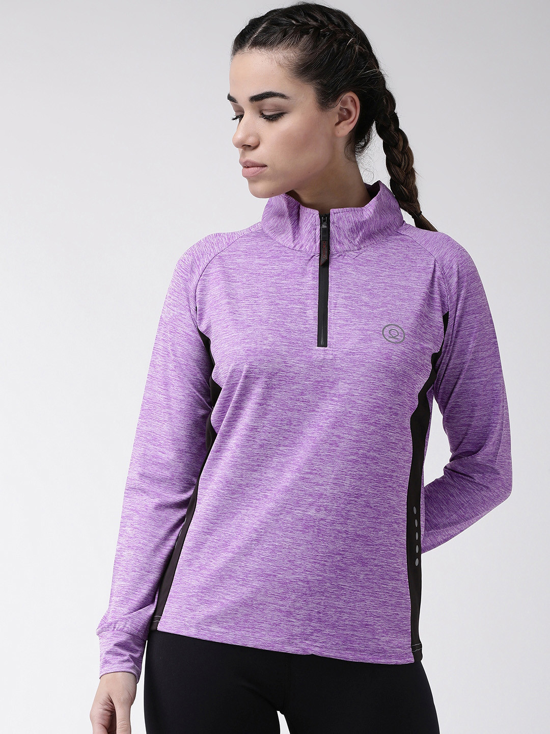 Buy Chkokko Women Purple & Black Solid Slim Fit Running Jacket