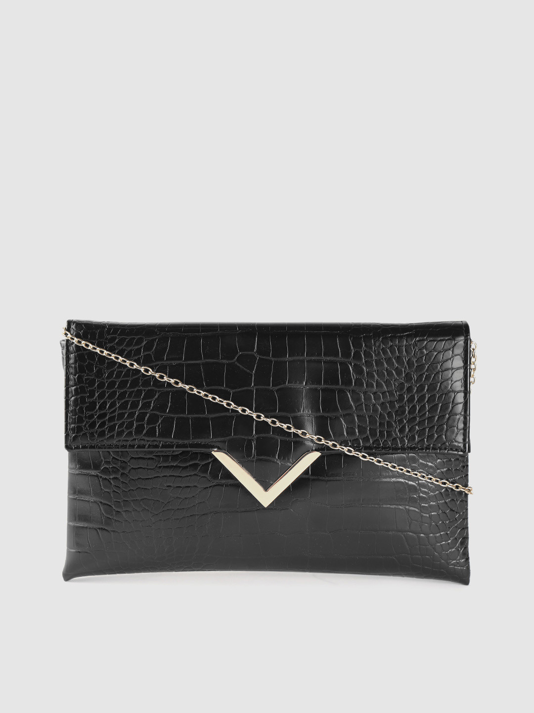 Buy Accessorize Black Croc Textured Envelope Clutch Clutches for
