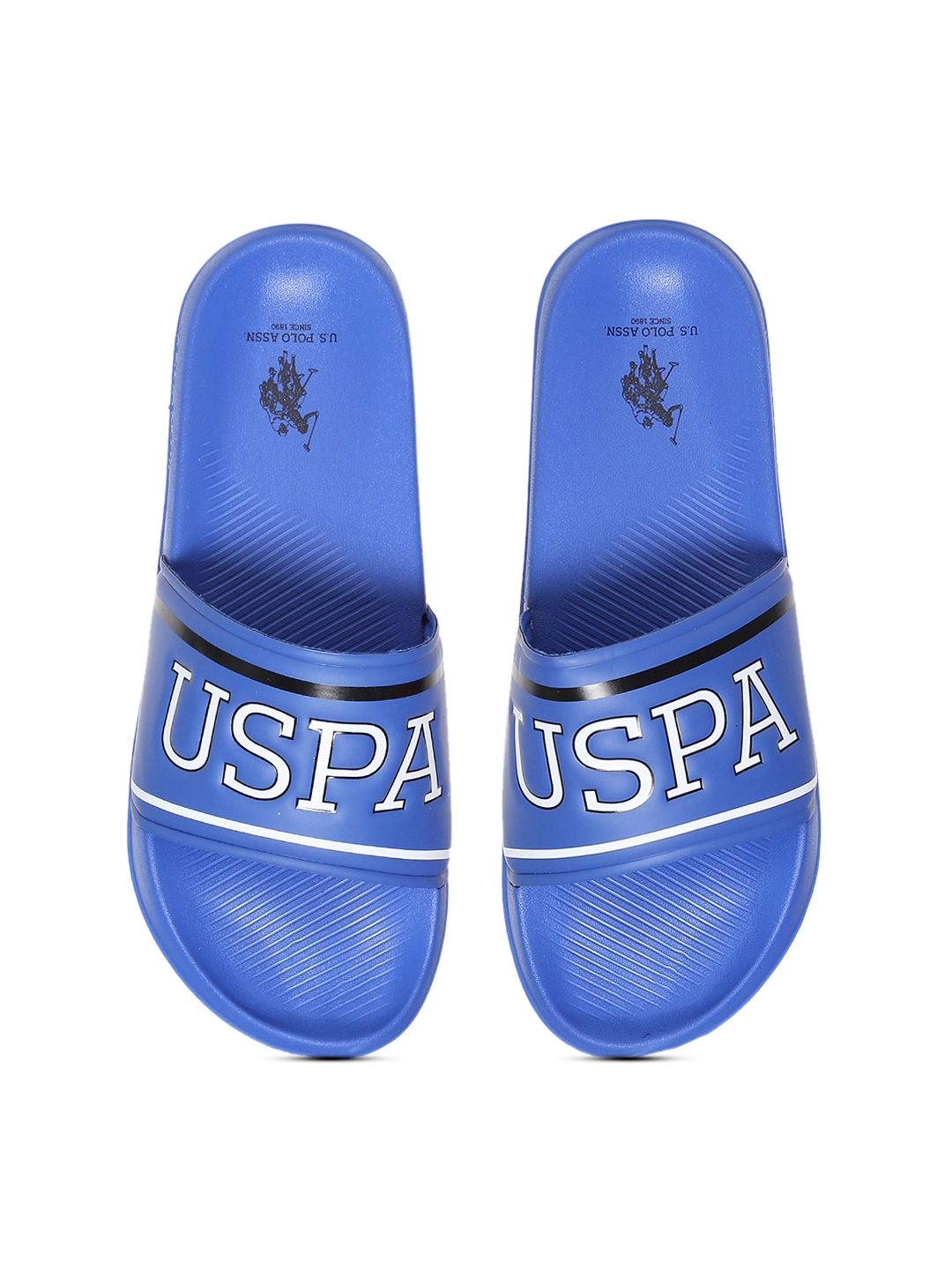 Buy U.S. Polo Assn. Men Blue Printed Sliders - Flip Flops for Men ...