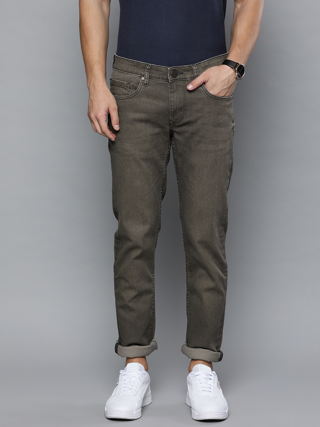 Buy Louis Philippe Jeans Men Grey Matt Slim Fit Low Rise Clean Look