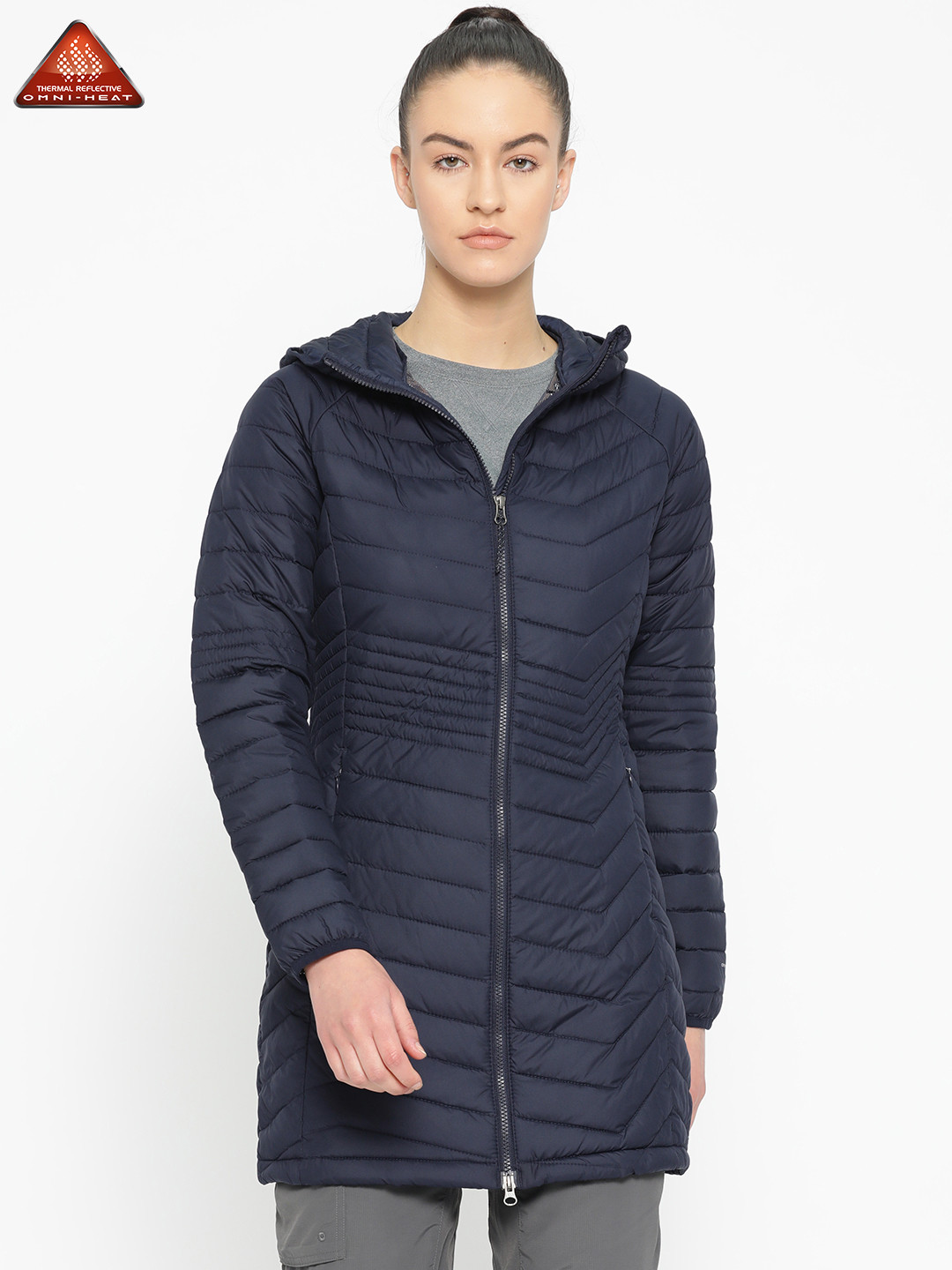 Buy Columbia Women Navy Blue Solid Powder Lite Mid Outdoor Jacket