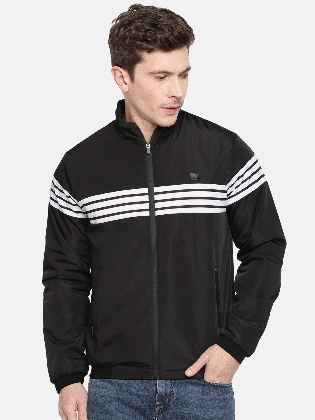 Buy Proline Active Men Black & White Striped Bomber Jackets for Men