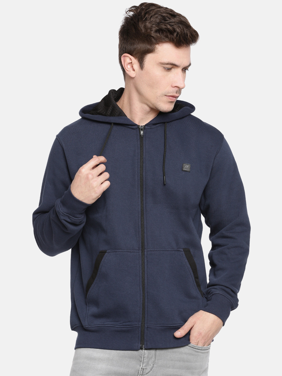 Buy Proline Active Men Navy Blue Solid Hooded Sweatshirt Sweatshirts