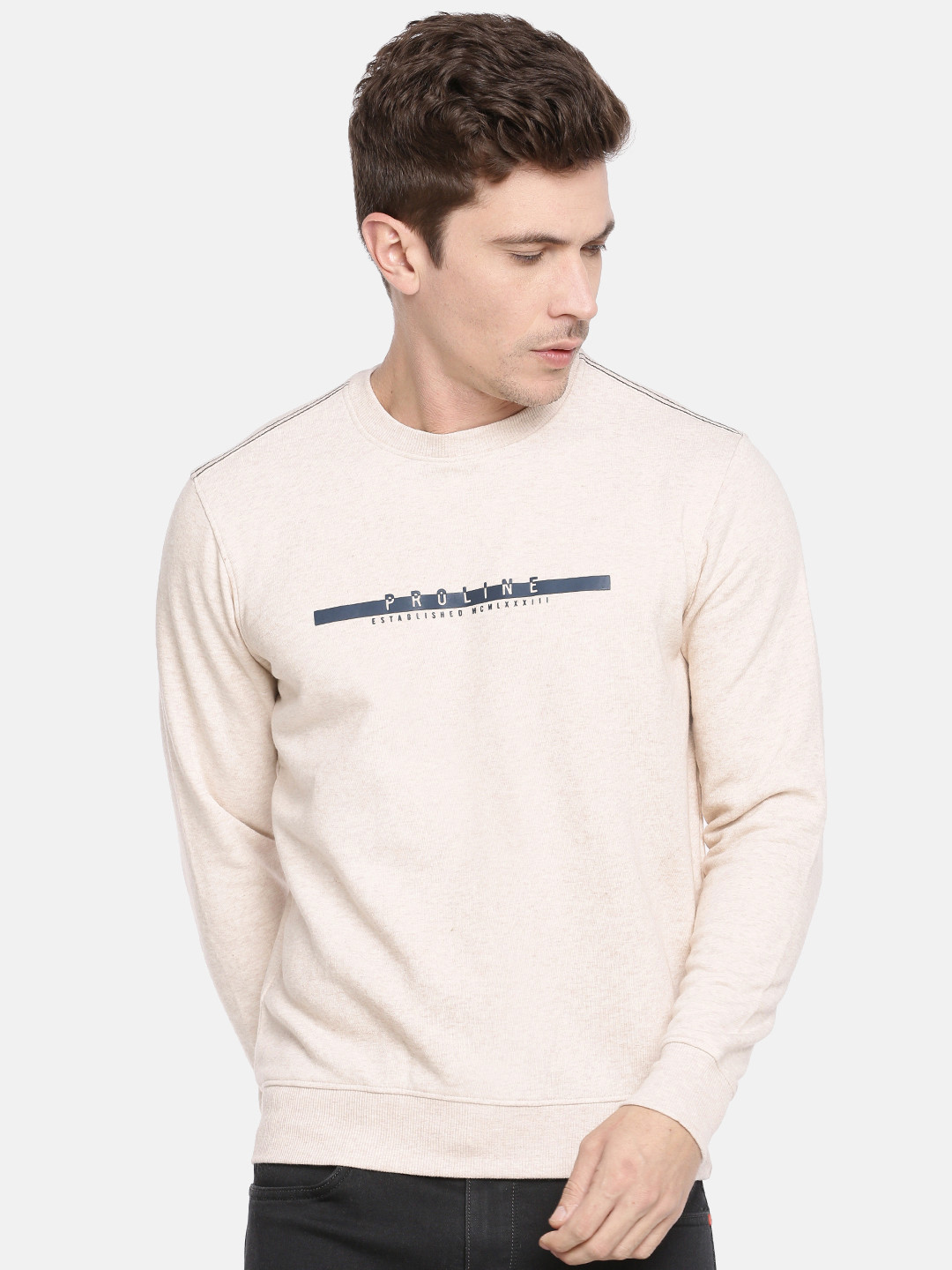 Buy Proline Active Men Cream Coloured Solid Sweatshirt Sweatshirts
