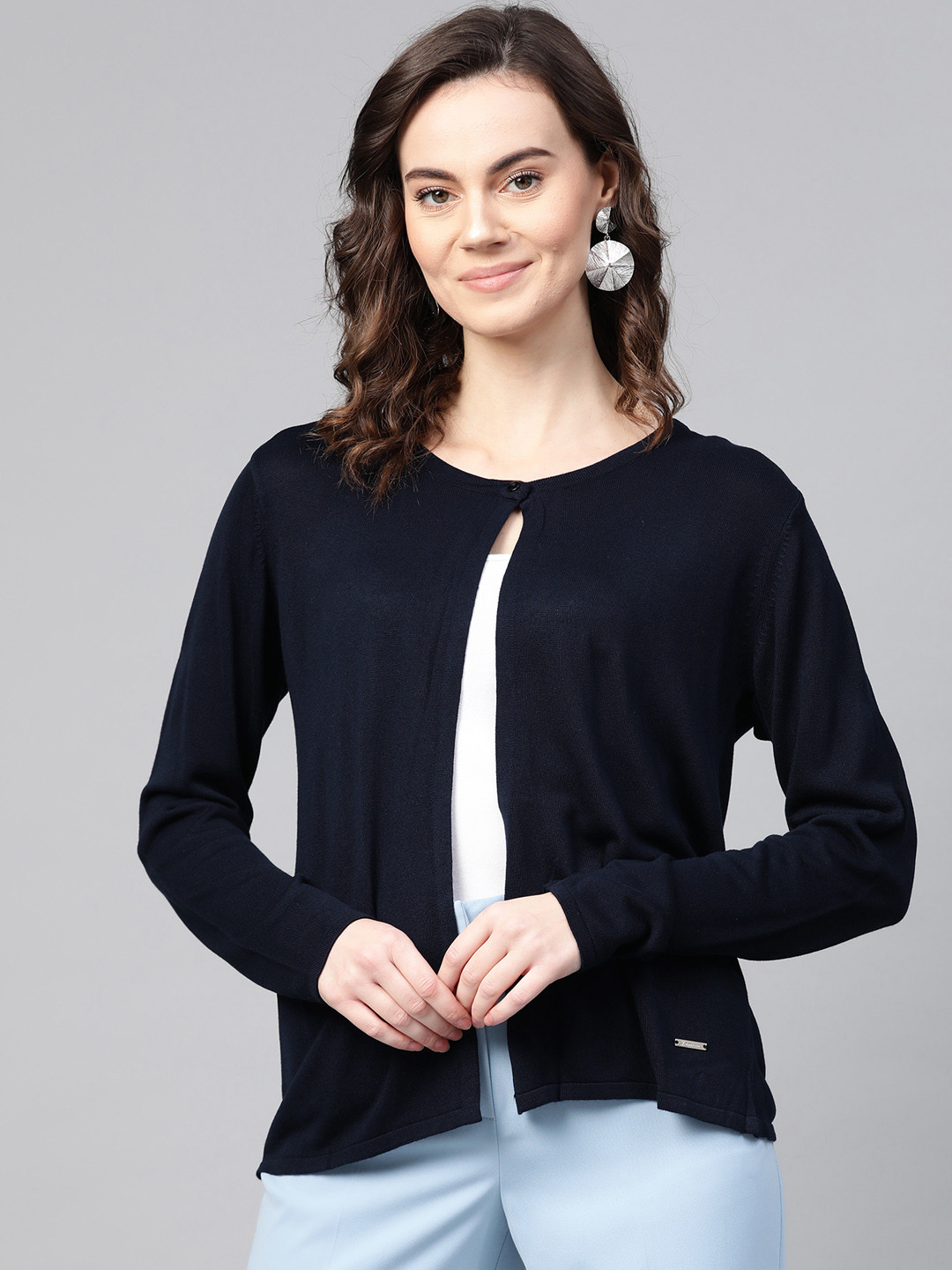 Buy Van Heusen Woman Women Navy Blue Solid Shrug Shrug for Women