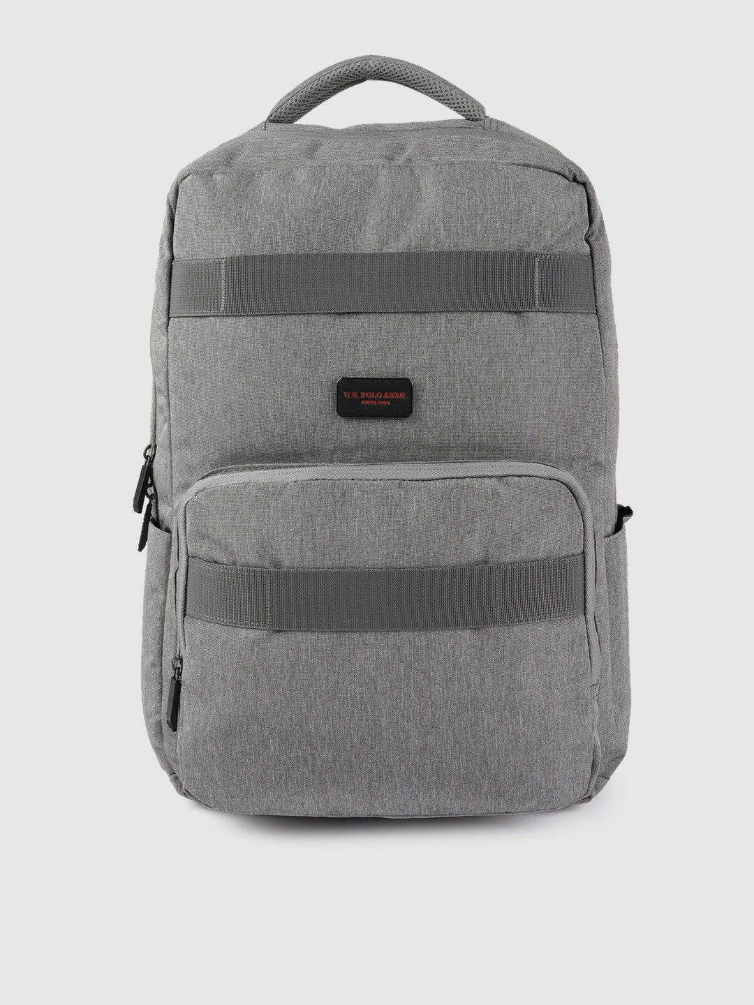 Buy U.S. Polo Assn. Unisex Grey Melange Solid Backpack Backpacks for