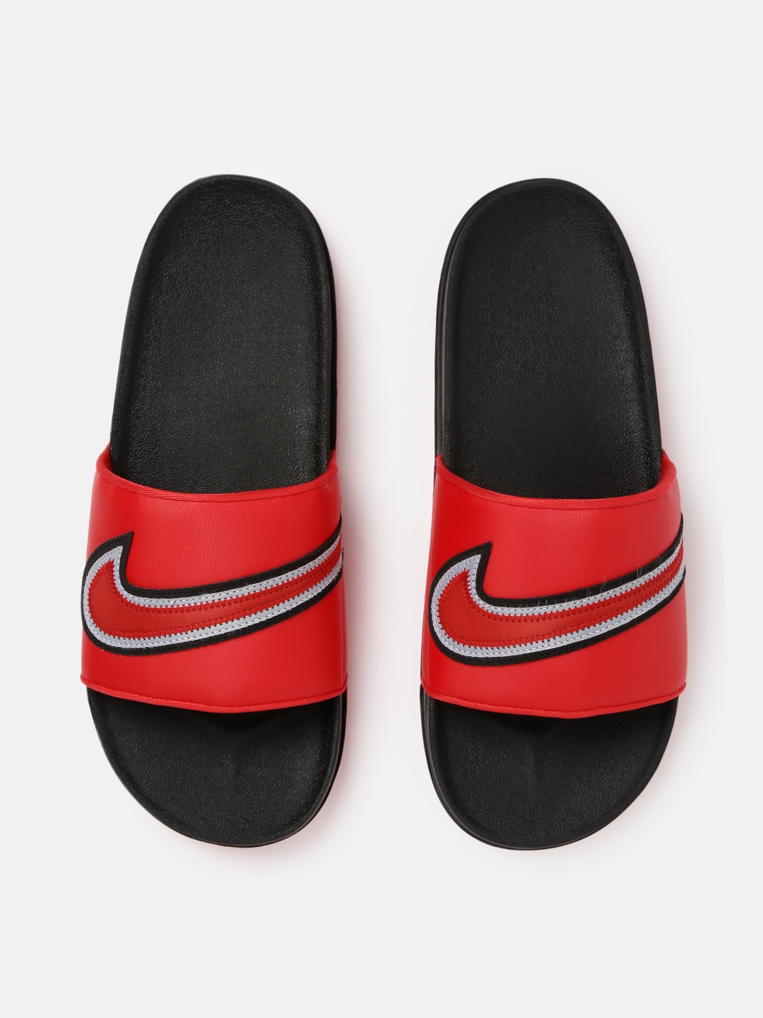 nike flip flops red and black