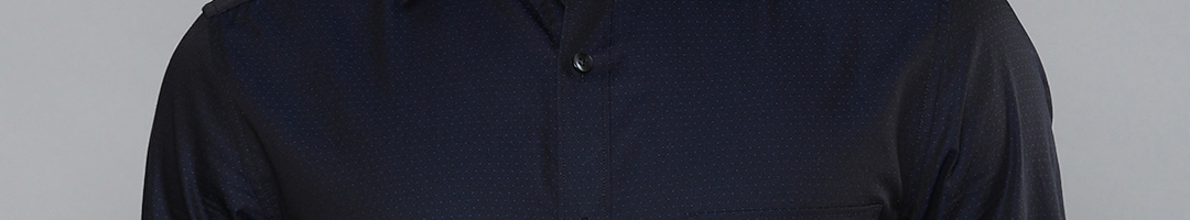 Buy Louis Philippe Men Navy Blue Classic Regular Fit Self Design Formal Shirt - Shirts for Men ...