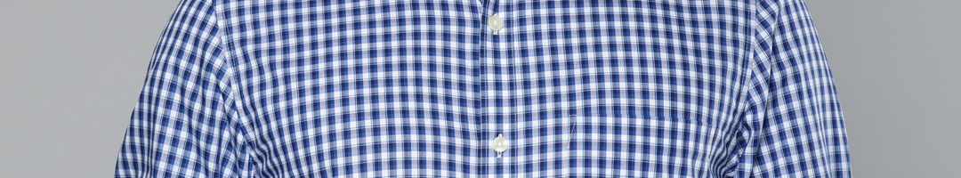Buy Louis Philippe Men Blue & White Classic Regular Fit Checked Formal Shirt - Shirts for Men ...