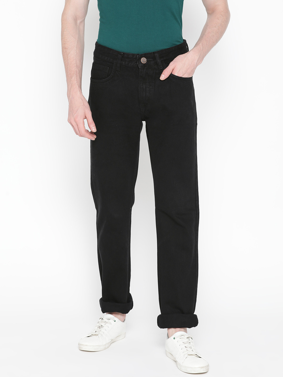 Buy FEVER Men Black Straight Fit Mid Rise Clean Look Jeans Jeans for