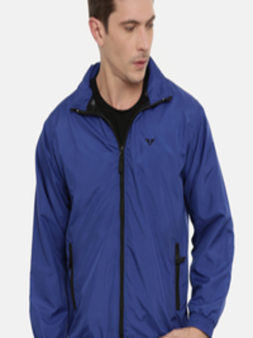 Buy UNSULLY Men Blue Solid Windcheater Bomber Jacket - Jackets for Men ...