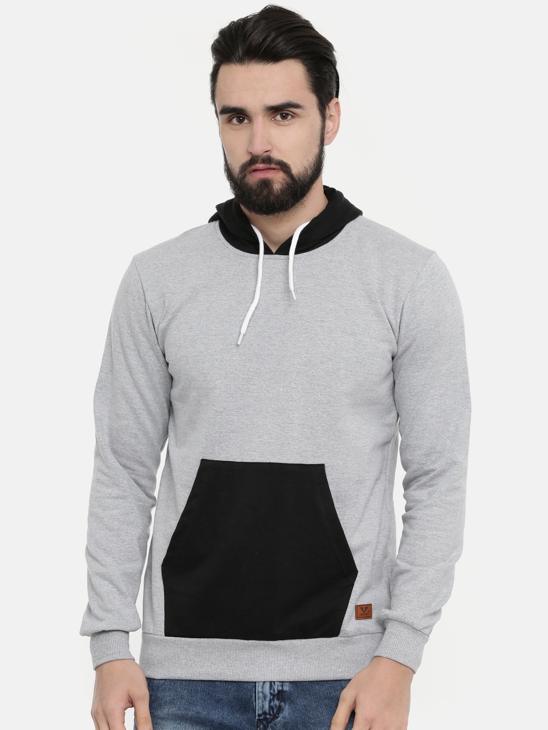 Buy UNSULLY Men Grey Melange Solid Hooded Sweatshirt - Sweatshirts for ...